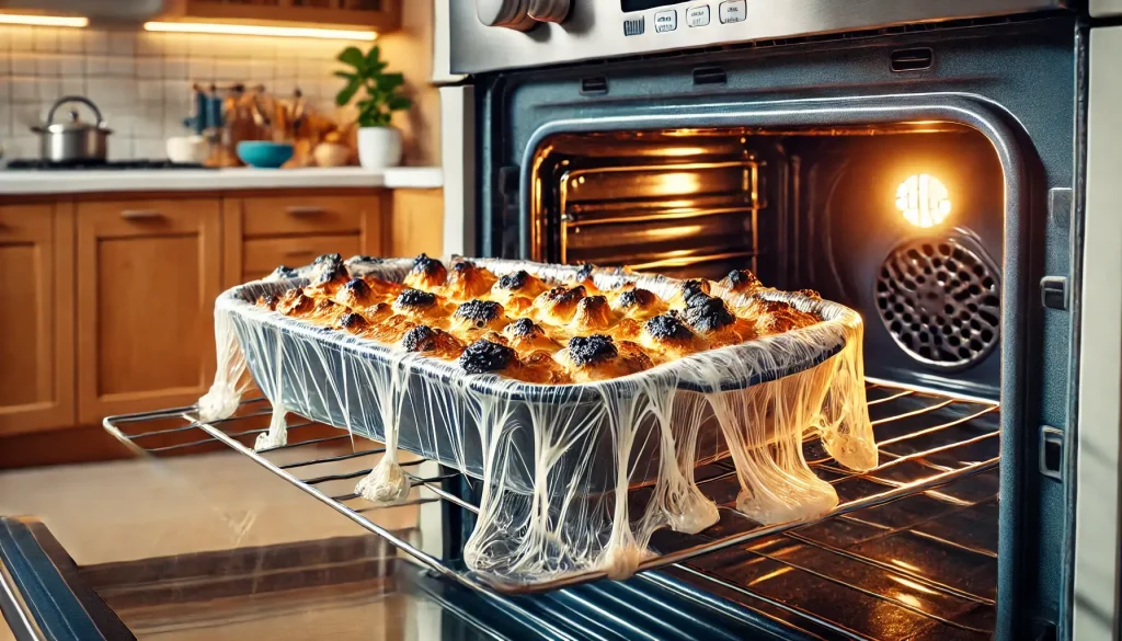 Is it safe to put a plastic film in the oven